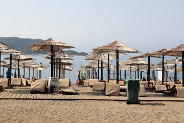 Morning beach on the Adriatic coast, Montenegro