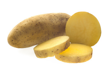 potatoes on white background