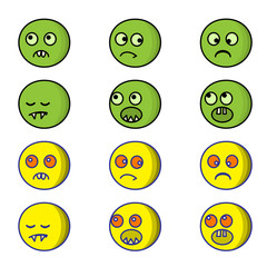 Set of scary and nasty monsters icons