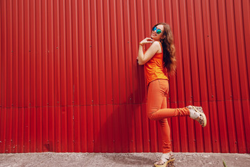 Naklejka premium girl with fruit