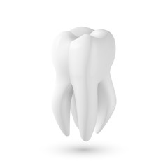 Illustration of Vector Tooth Icon. Realistic Teeth Isolated on White Background