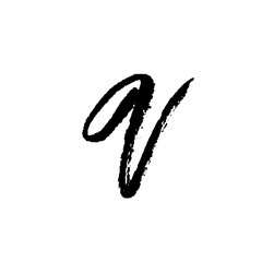Letter V. Handwritten by dry brush. Rough strokes font. Vector illustration. Grunge style elegant alphabet