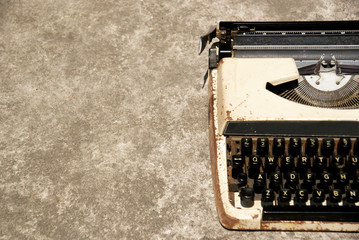Old white antique typewriter with space for text