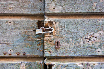 Old wooden door of historic palace