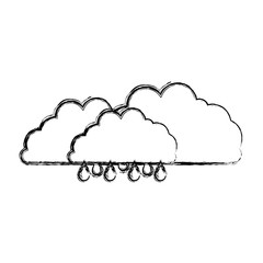 clouds with drizzle in blurred silhouette on white background