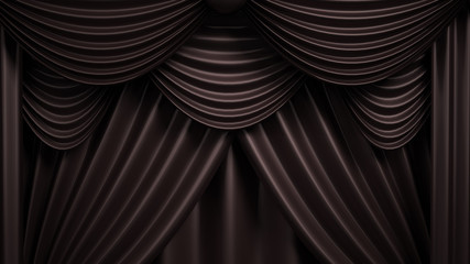 Beautiful, abstract background with curtain fabric, drape, pedestal, banner, frame. 3d illustration, 3d rendering.