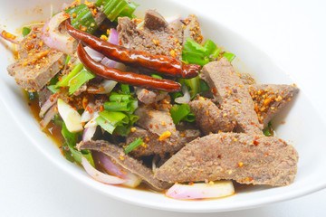 pork liver spicy  salad (Thai food)