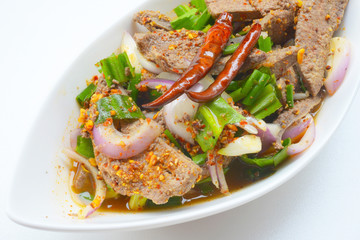 pork liver spicy  salad (Thai food)