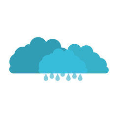 clouds with drizzle in colorful silhouette on white background