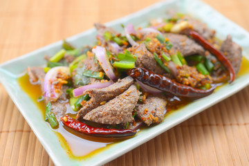 pork liver salad spicy salad or thai dressed salad