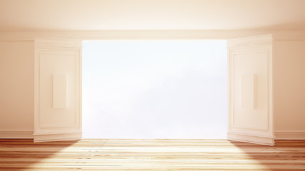 White interior door. 3d illustration, 3d rendering.