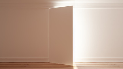 Fototapeta premium White interior door. 3d illustration, 3d rendering.