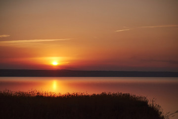 Beautiful view of the sea lit by the sun