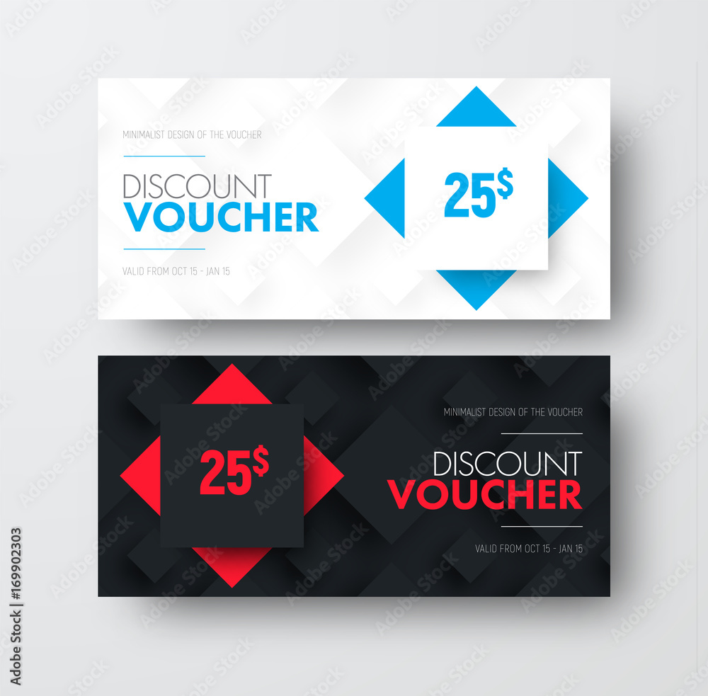 Poster Design of vector gift voucher with rhombuses on background and text