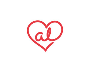 Lowercase letter al and heart 1