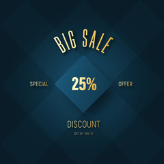 vector square banner for a big sale and a golden percentage discount