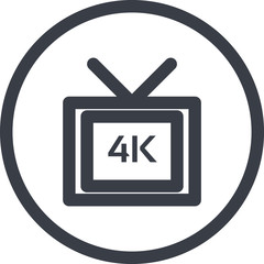 Vector Icon of a full HD 4k video formate in line art style. Pixel perfect. Player and multimedia icon.