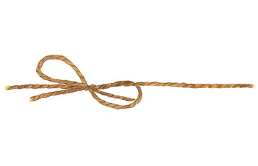 Watercolor painting of rope bow isolated on white background