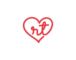 Lowercase letter rt and heart 1