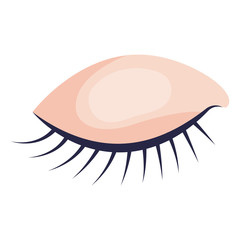 eye closed female closeup in colorful silhouette on white background