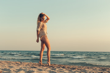 Woman is alone at beach