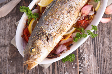 grilled fish with vegetables