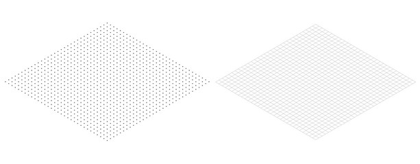 Isometric grid line paper Isometric grid dots vector