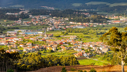 Obraz premium Aerial view of typical village in Galicia, Spain
