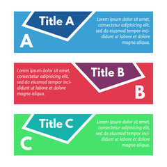 Set of three horizontal colorful options banners. Step by step infographic design template. Vector illustration
