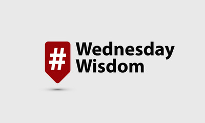 Wednesday Wisdom Hashtag Inside A Red Tag For Social Media (Vector Illustration in Flat Style Design)
