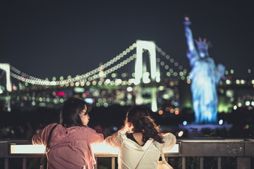 front of the Statue of Liberty in Odaiba, Tokyo - August 29, 2017: Statue of Liberty in Odaiba, Tokyo