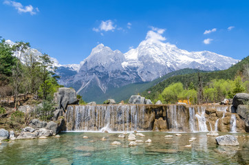 Beautiful Blue Moon Valley in Jade Dragon Snow Mountain, Lijiang Yunnan China © gracethang