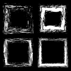 Set of grunge hand drawn splash paintbrush squares. Curved brush stroke