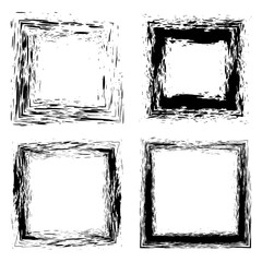 Set of grunge hand drawn splash paintbrush squares. Curved brush stroke - 169907153
