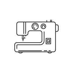 Sewing machine outline vector icon isolated on white background.
