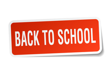 back to school square sticker on white