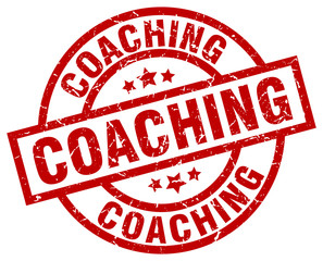 coaching round red grunge stamp