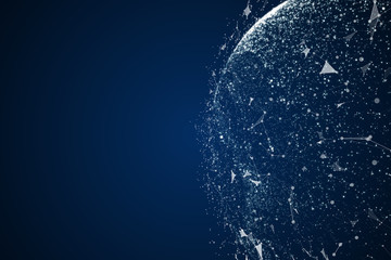 abstract futuristic network in blue space