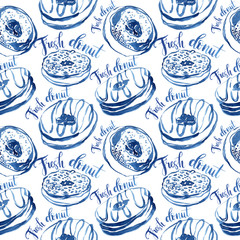 Seamless donuts sweet pattern.