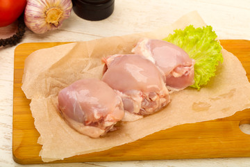 Boneless raw chicken thighs