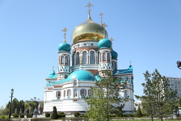 Uspensky Cathedral in Omsk. Siberia. Russia. It was built in 1898