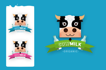 Set of labels and icons for milk