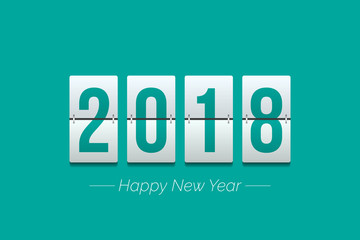 Fototapeta premium Happy 2018 new year vector score board in green illustration graphics design template