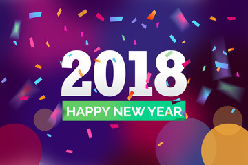Happy 2018 new year with triangle. Vector paper illustration