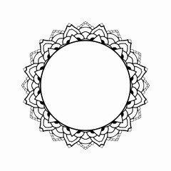 Round black frame in vintage style of flowing lines. Border for decoration postcards, logos, banners, clearance of goods and promotional products.