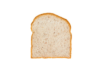 Slice of germinated brown rice bread isolated on white