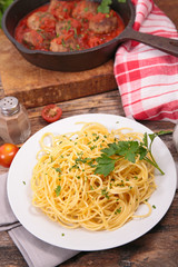 spaghetti with meatball and tomato sauce
