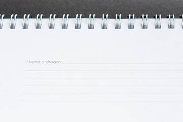 Blocco per appunti con spirale e scritta I have a dream