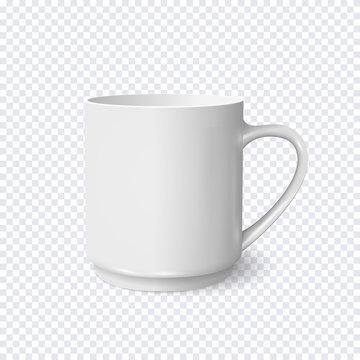 Realistic white coffee cup isolated on transparent background