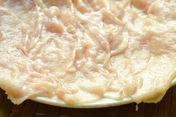 Fototapeta na wymiar pork slice for cook by boiled or grilled on plate